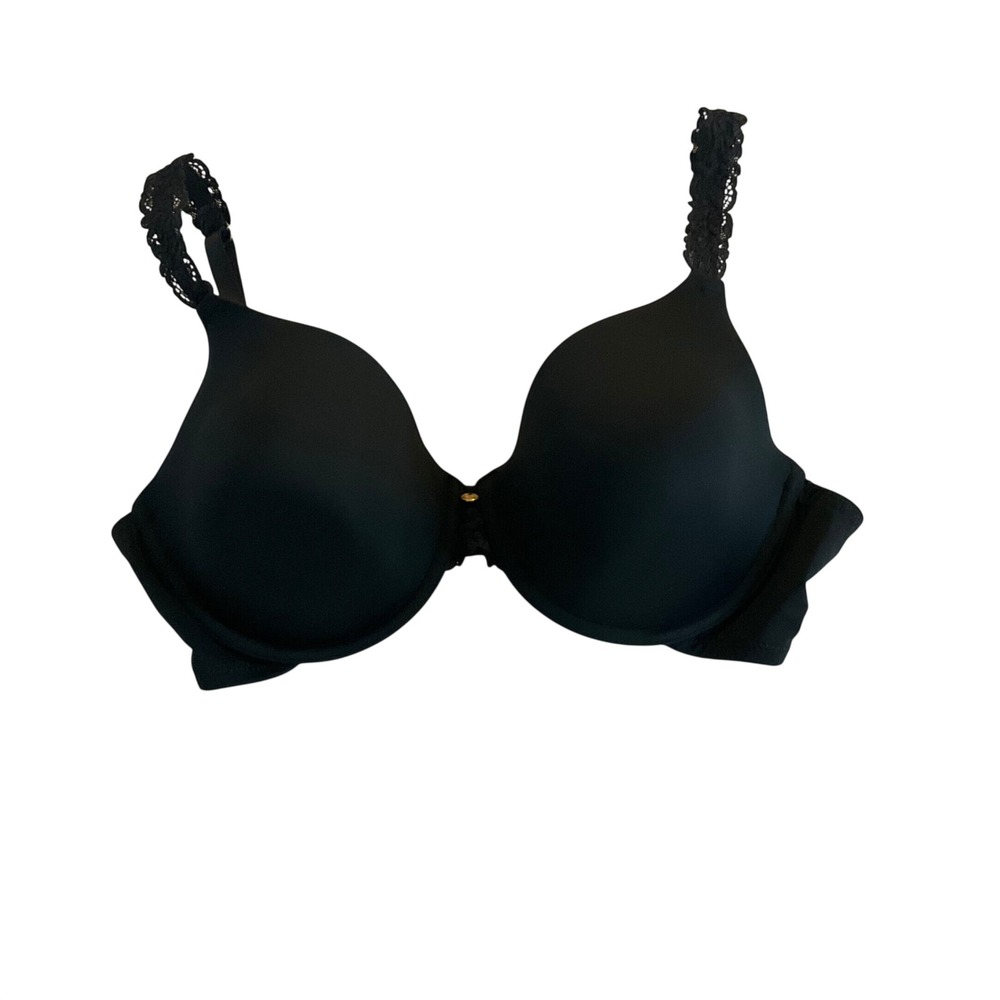 Natori T-Shirt Bra Women‎ 34DD Black Lace Trim Strap Molded Cup Underwire
